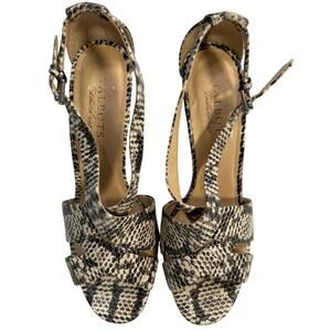 Talbots Snake Print Leather Heels Womens 9 Clear Block Heel Strappy Sandals
